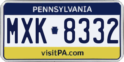 PA license plate MXK8332
