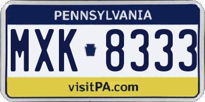 PA license plate MXK8333