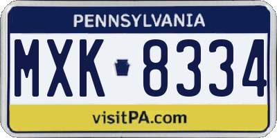 PA license plate MXK8334