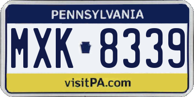 PA license plate MXK8339