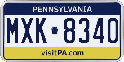 PA license plate MXK8340