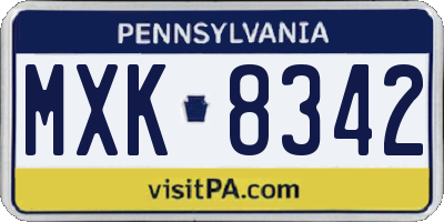 PA license plate MXK8342