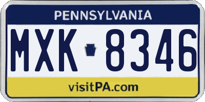 PA license plate MXK8346