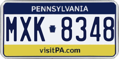 PA license plate MXK8348