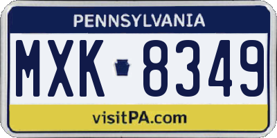 PA license plate MXK8349