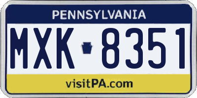 PA license plate MXK8351