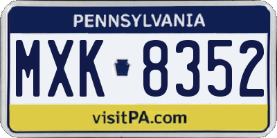 PA license plate MXK8352