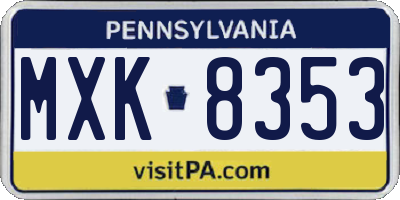 PA license plate MXK8353