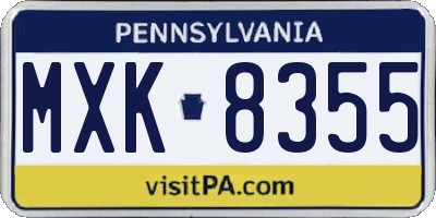 PA license plate MXK8355