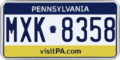 PA license plate MXK8358
