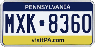 PA license plate MXK8360