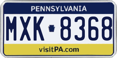 PA license plate MXK8368