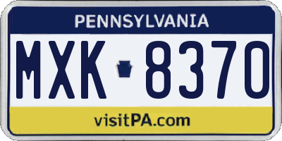 PA license plate MXK8370