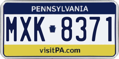 PA license plate MXK8371