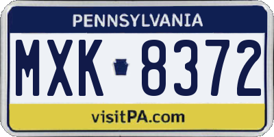 PA license plate MXK8372