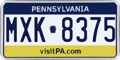 PA license plate MXK8375