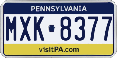 PA license plate MXK8377