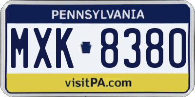 PA license plate MXK8380