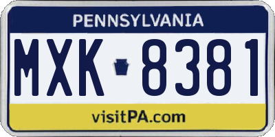 PA license plate MXK8381