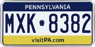 PA license plate MXK8382