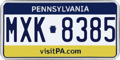 PA license plate MXK8385