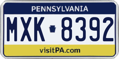 PA license plate MXK8392