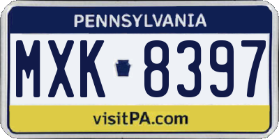 PA license plate MXK8397
