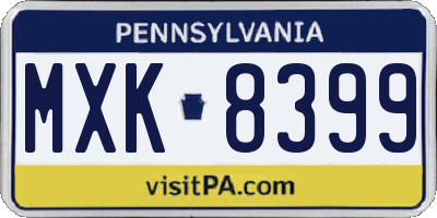 PA license plate MXK8399