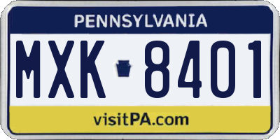 PA license plate MXK8401