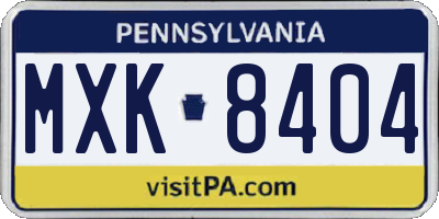 PA license plate MXK8404