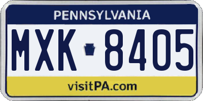 PA license plate MXK8405