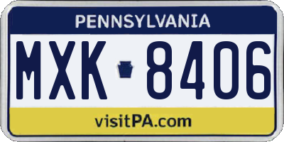 PA license plate MXK8406