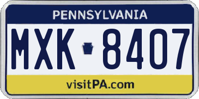 PA license plate MXK8407