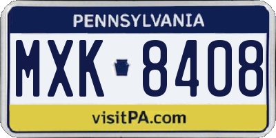 PA license plate MXK8408