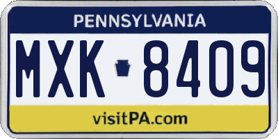 PA license plate MXK8409