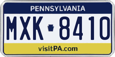 PA license plate MXK8410