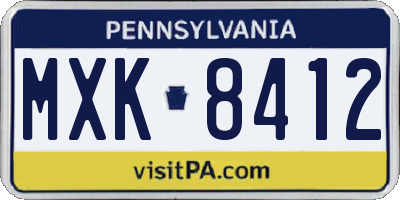 PA license plate MXK8412