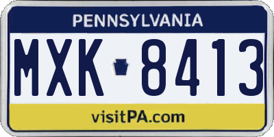 PA license plate MXK8413