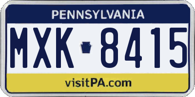 PA license plate MXK8415