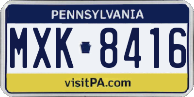 PA license plate MXK8416