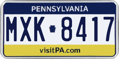 PA license plate MXK8417