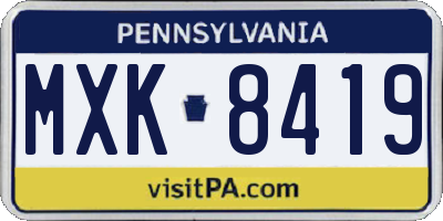 PA license plate MXK8419