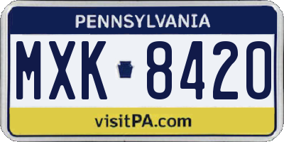 PA license plate MXK8420