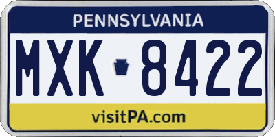PA license plate MXK8422