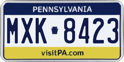 PA license plate MXK8423
