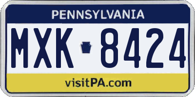 PA license plate MXK8424