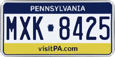 PA license plate MXK8425