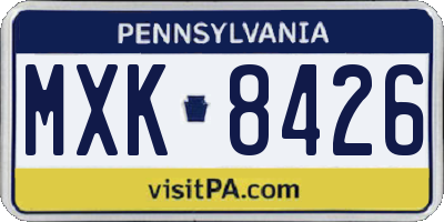 PA license plate MXK8426