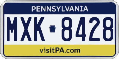 PA license plate MXK8428
