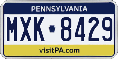 PA license plate MXK8429